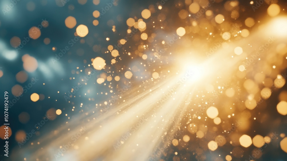 Poster 3d rendering of light rays with bokeh effects