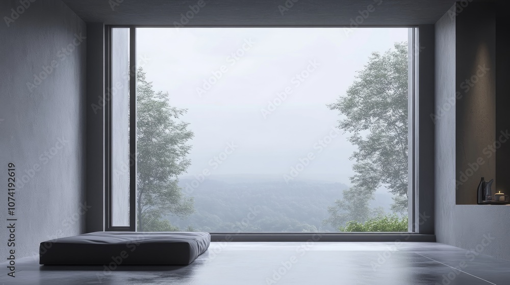 Poster elegant 3d rendering of a spacious window