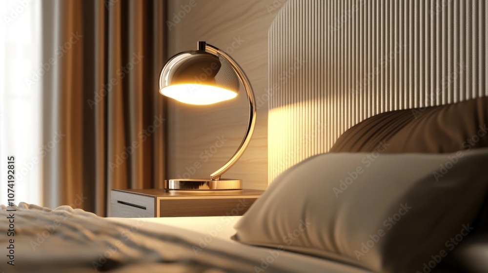 Poster 3d rendering of an elegant bedside reading lamp