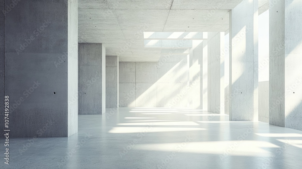 Poster abstract architectural background featuring an empty rough concrete interior 3d rendering