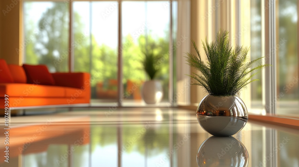 Aufkleber 3d rendering of interior designs featuring selective focus and shallow depth of field
