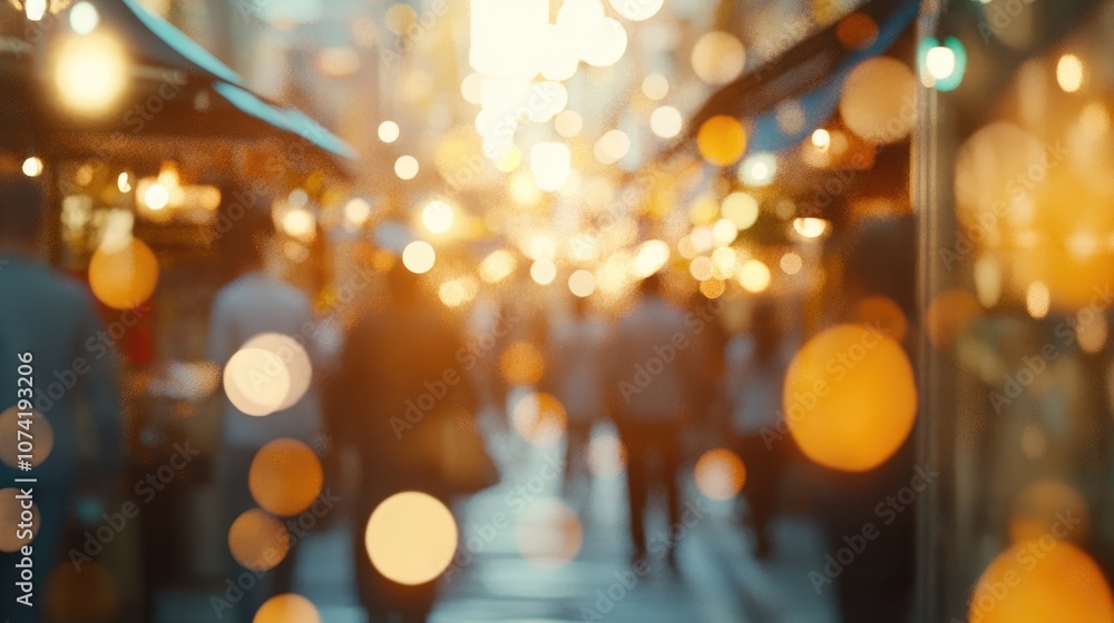 Aufkleber 3d rendering of an abstract blurred market background with light bokeh effects