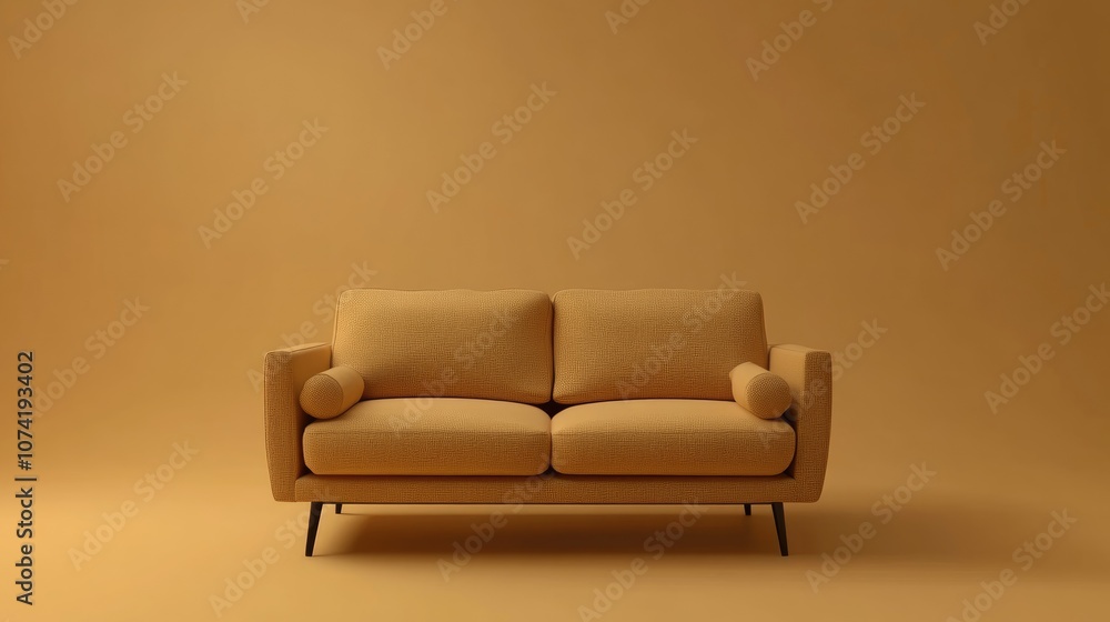 Poster 3d rendering of a simple sofa design featuring a clean background suitable for various compositions