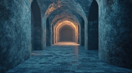 Naklejka premium 3D rendering of a dark eerie tunnel