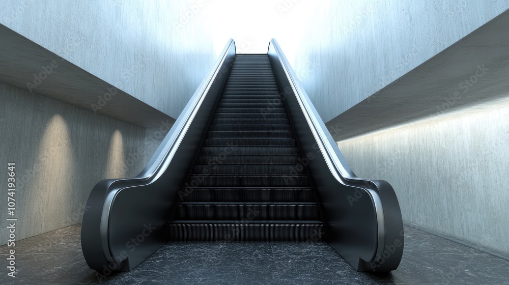 Poster 3d rendering of an escalator ascending