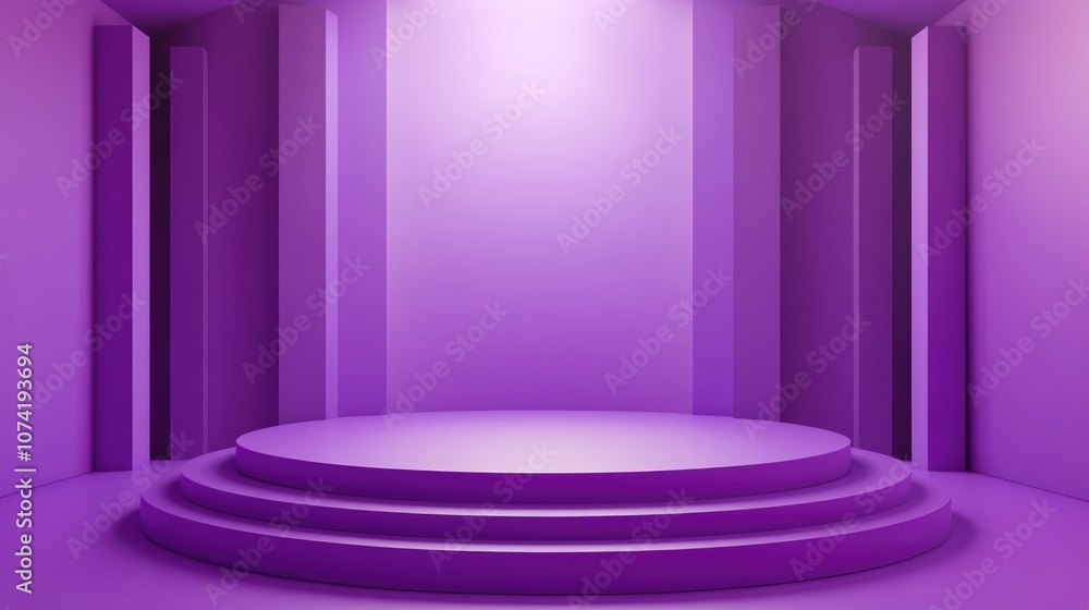 Poster 3d rendering of a purple empty studio room with a gradient background designed for product display