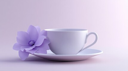 Fototapeta premium 3D rendering of a tea cup with a flower for tea time