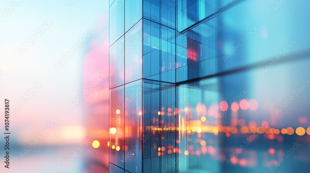 Poster blurred abstract background featuring a 3d rendering of a building