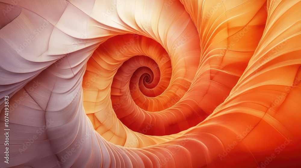 Poster 3d rendering of abstract background featuring coiled shell geometry
