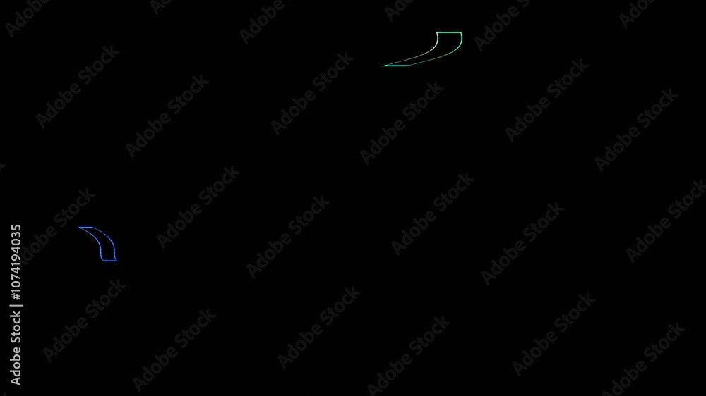 Poster neon colored lines and square shapes animation on a black background