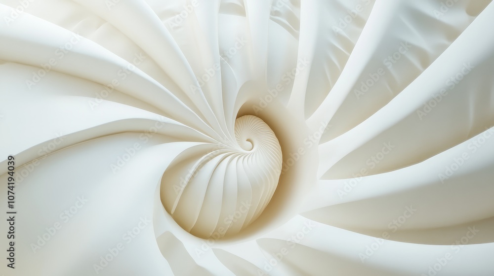 Poster 3d rendering of abstract background featuring coiled shell geometry