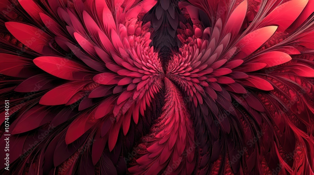 Poster 3d rendering of a red toned monochrome abstract fractal background a design element for graphic artw