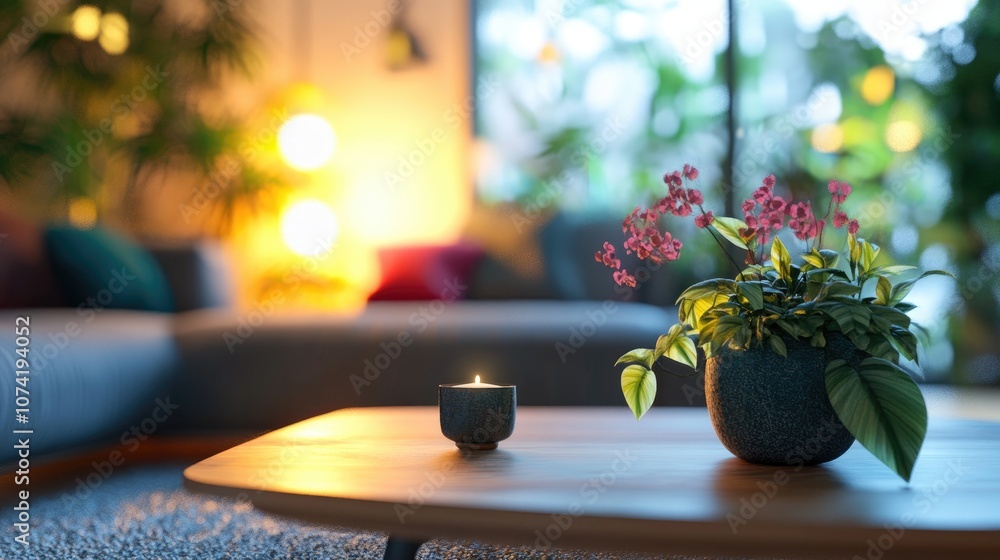Aufkleber 3d rendering of a defocused abstract blurred background featuring an eclectic interior design