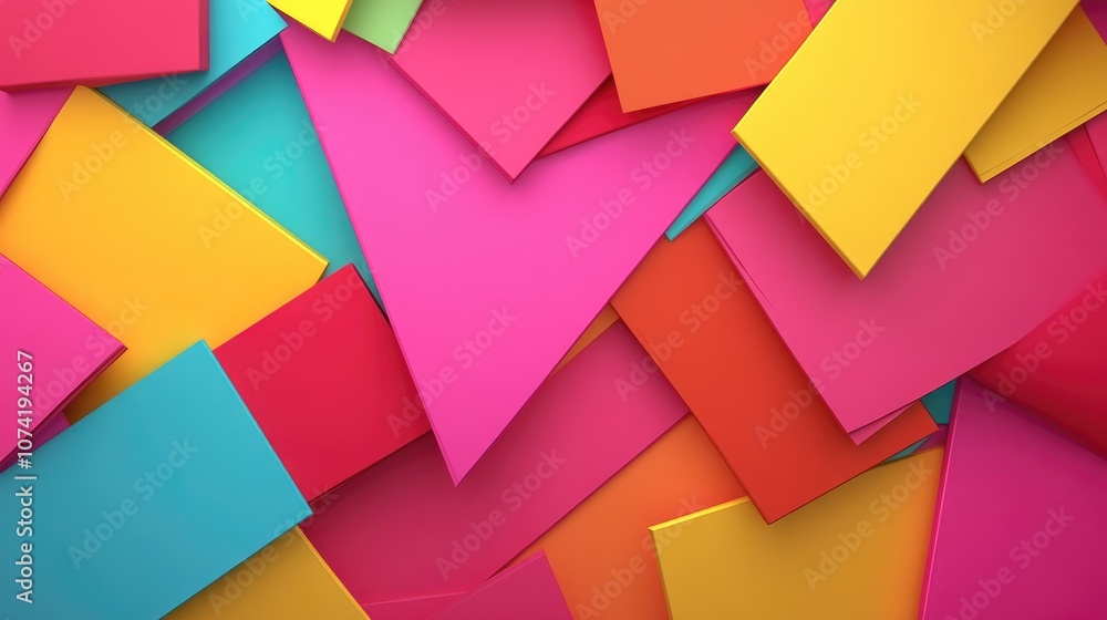 Poster 3d rendering of an abstract colorful background in modern material design style