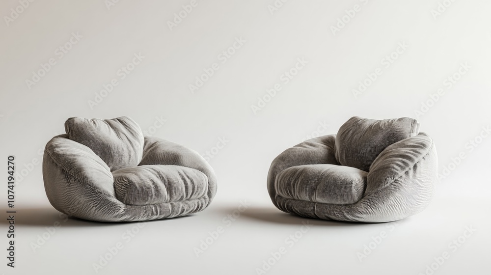 Poster 3d rendering of soft furniture against a white background in isolation