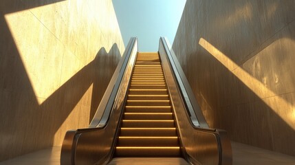 Fototapeta premium 3D rendering of an escalator ascending