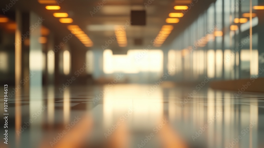 Poster 3d rendering of an abstract blurred and defocused airport terminal interior for use as a background