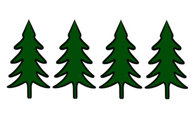Hand drawn green Christmas tree silhouette