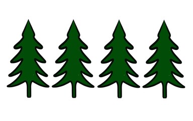 Hand drawn green Christmas tree silhouette