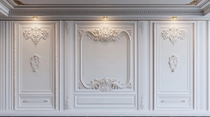 3D rendering of traditional ornaments on the walls of an elegant hotel