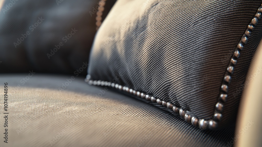 Aufkleber close up of seams on a sofa with 3d rendering technology concept