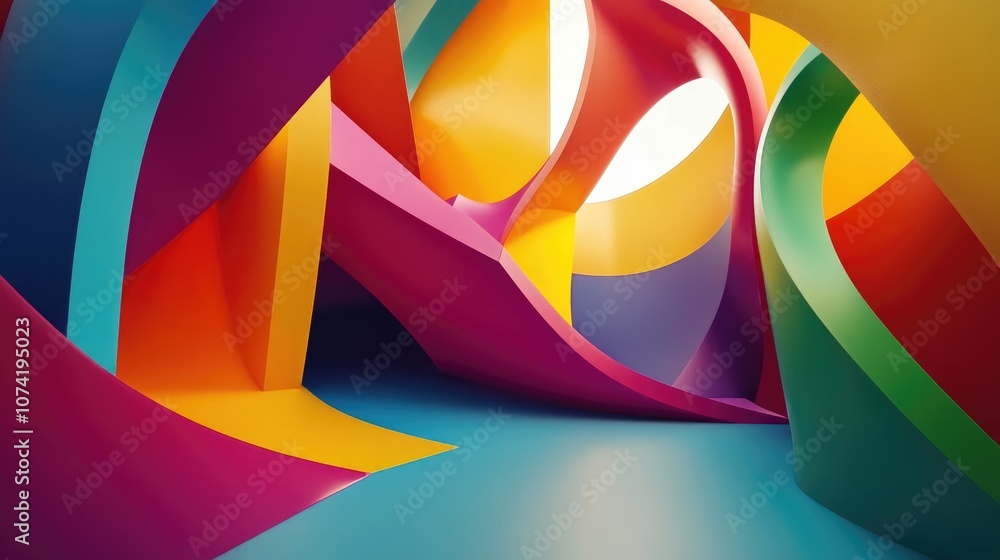 Poster beautiful abstract composition with vibrant colors and shapes in 3d rendering