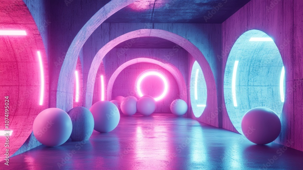 Aufkleber 3d rendering of a futuristic sci fi interior featuring smooth wood and concrete elements created fro