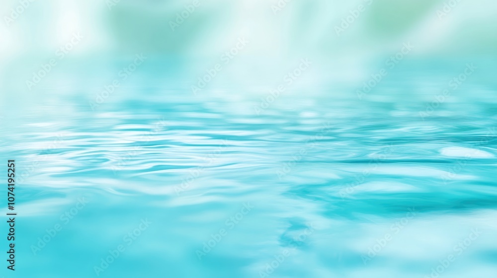 Aufkleber closeup blur abstract of a blue water surface in a swimming pool for graphic design with 3d renderin