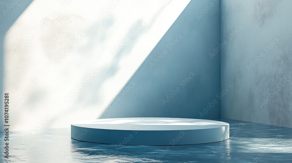 Poster abstract background featuring a podium and wall scene 3d illustration with 3d rendering