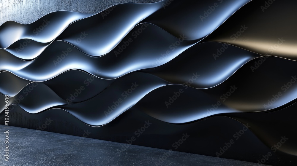 Poster 3d rendering of a black wall with an intriguing design showcasing a blurred vision concept for nears