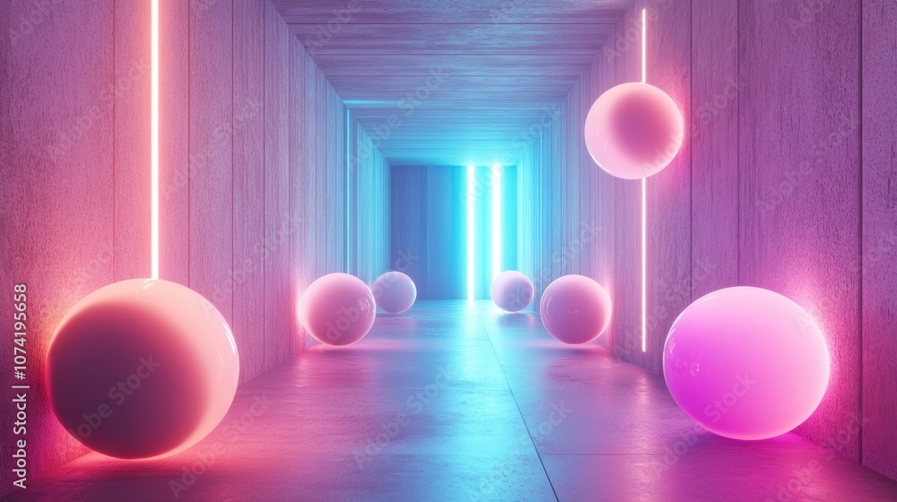 Aufkleber 3d rendering of a futuristic sci fi interior featuring smooth wood and concrete elements created fro