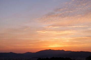 背景素材の使える夕焼け空＿日本京都