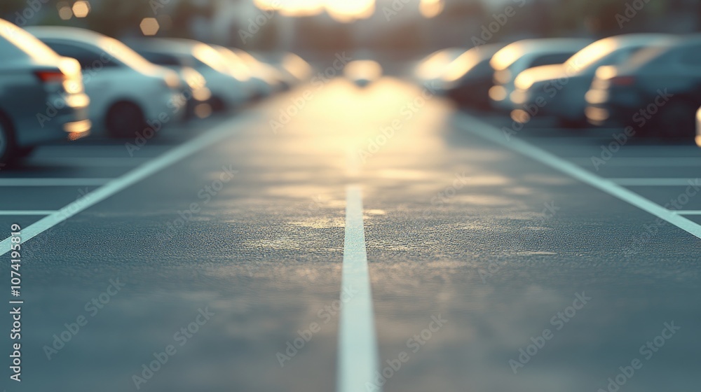 Poster 3d rendering of an abstract blurred car parking lot background with a vintage filter effect