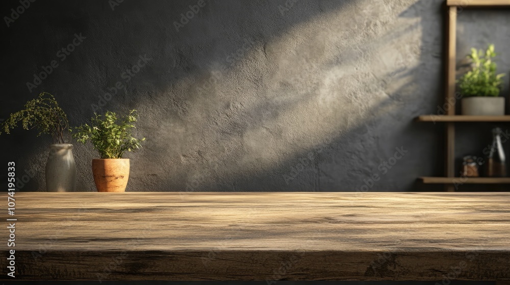 Poster empty tabletop in 3d rendering