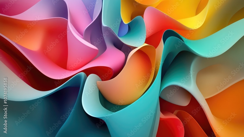 Poster beautiful abstract composition with vibrant colors and shapes in 3d rendering
