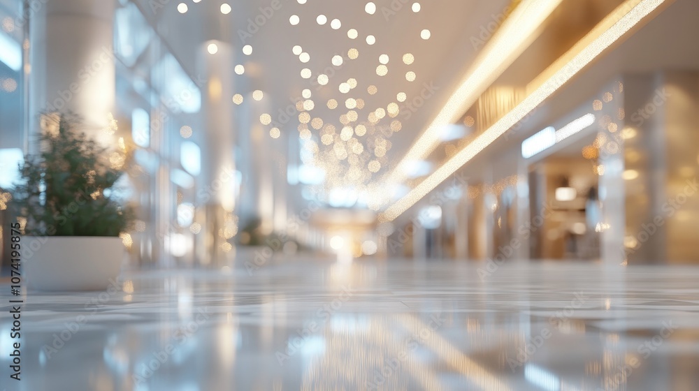 Poster 3d rendering of an abstract blur and bokeh effect in a retail environment and shopping mall interior