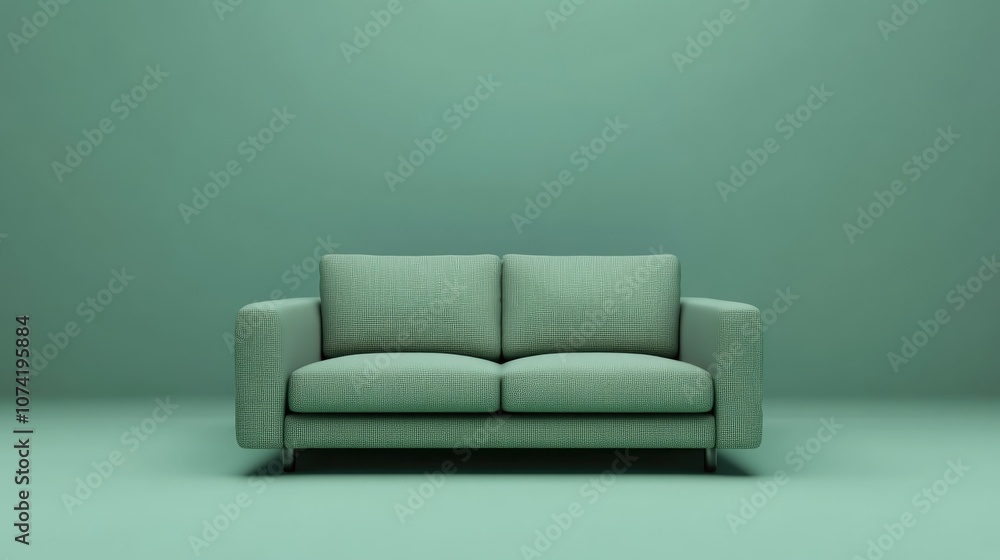 Poster 3D rendering of a simple sofa design featuring a clean background suitable for various compositions