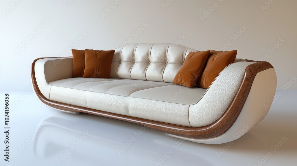 Poster modern sofa on a white background 3d rendering