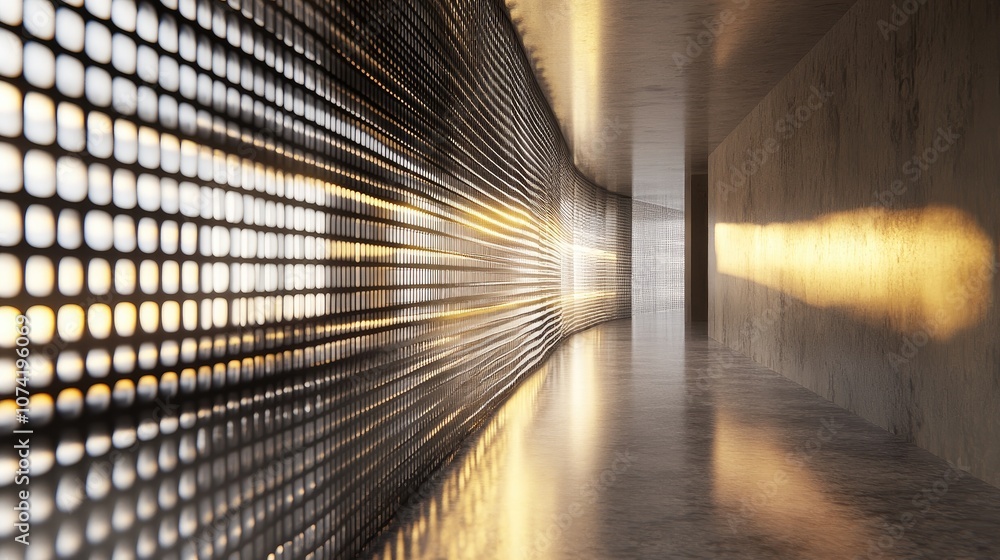 Aufkleber 3d rendering of a metal sheath wall featuring windows enhancing the building s decorative structure 