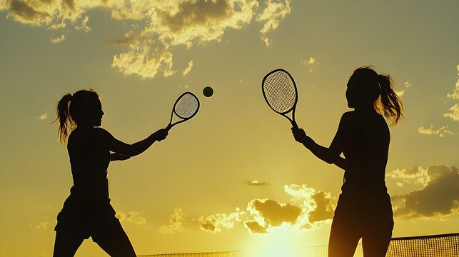 dos mujeres al aire libre en un dia soleado mujeres deportistas practicando padel tenis con raquetas y pelotas practicando el deporte estilo de vida de ejercicio
