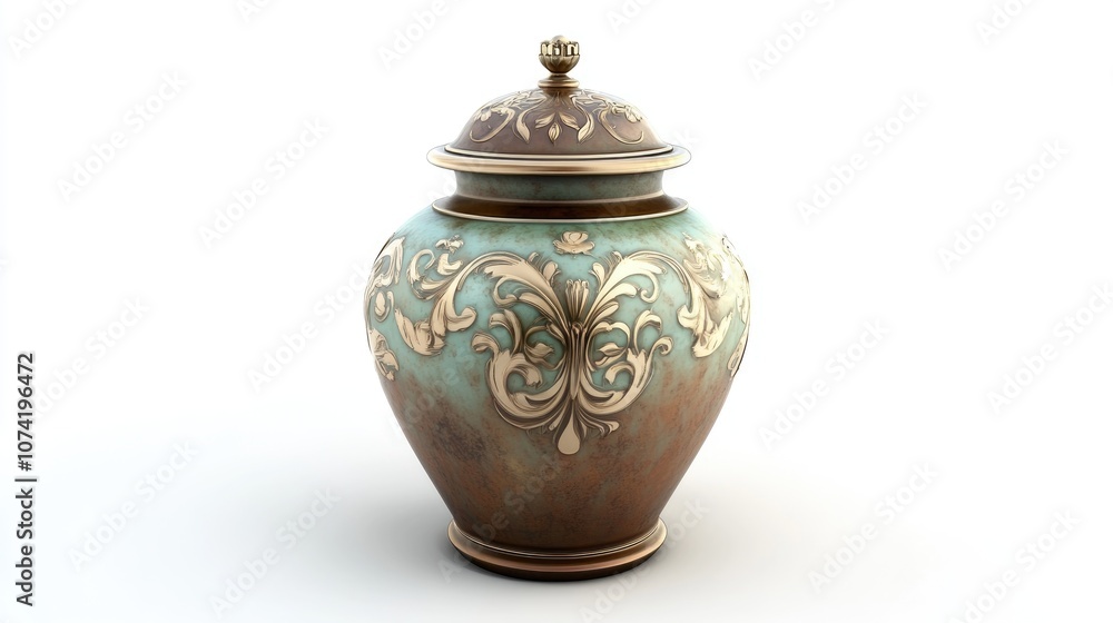 Aufkleber 3d rendering of a vintage beautiful jar isolated on a white background with clipping path