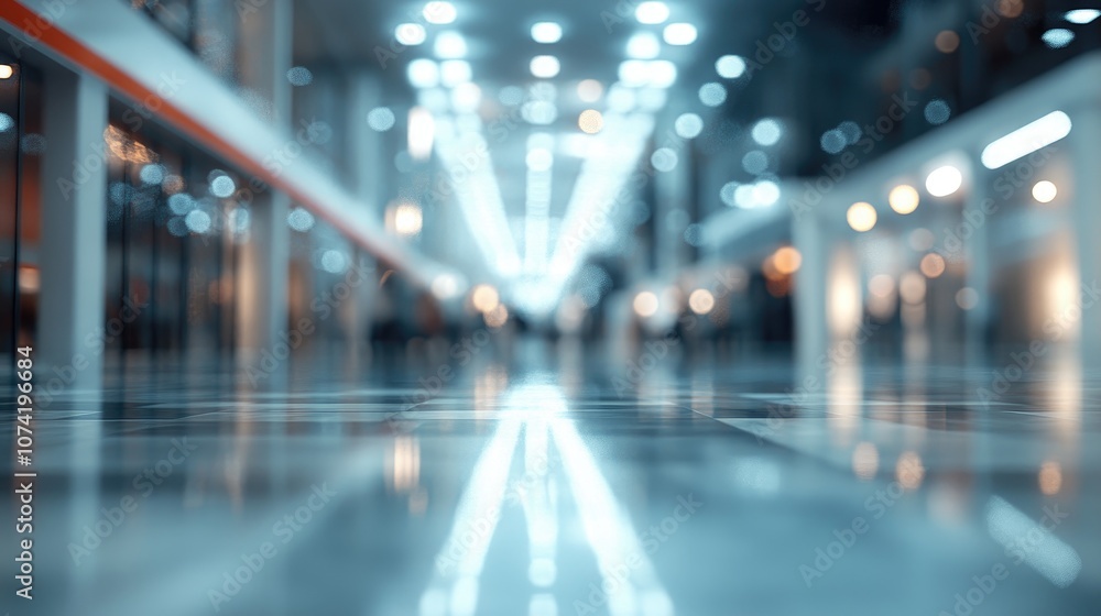 Poster 3d rendering of an abstract blurred and defocused interior of a department store shopping mall for u
