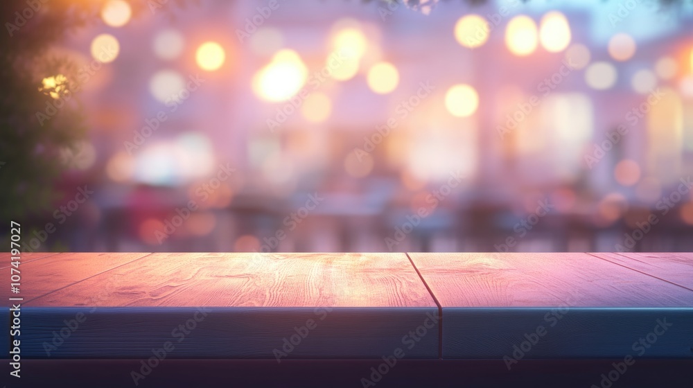 Poster 3d rendering of a table top with a blurred restaurant background