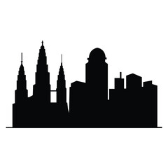 Fototapeta premium City silhouette land scape. City landscape. Downtown landscape with high skyscrapers. Panorama architecture buildings illustration. Urban life, Modern Cityscape