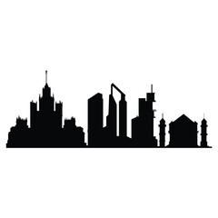 City silhouette land scape. City landscape. Downtown landscape with high skyscrapers. Panorama architecture  buildings illustration. Urban life, Modern Cityscape