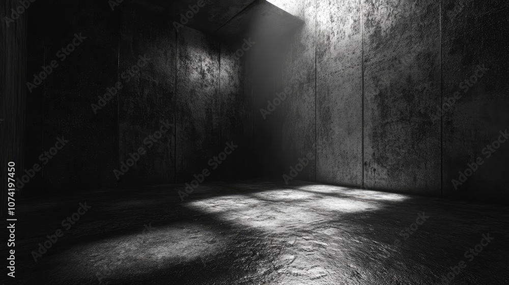 Aufkleber 3d rendering of an empty room with dark concrete wall architecture