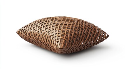 3D rendering of a decorative woven pillow with intricate details on a white background