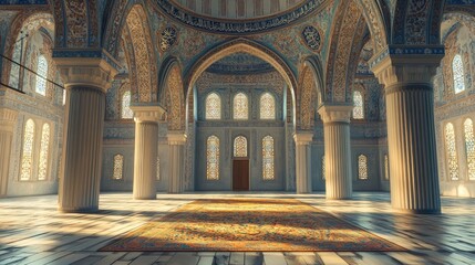 Obraz premium 3D rendering of an iconic blue mosque interior