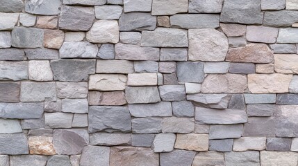 Fototapeta premium Textured stone wall showcasing natural gray hues and varied shapes, perfect for architecture and landscaping details