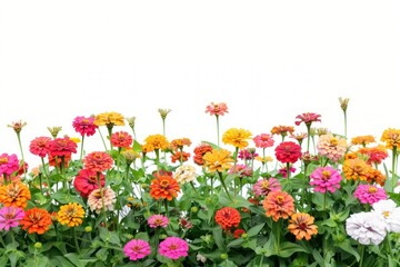 Colorful vibrant zinnia flowers garden